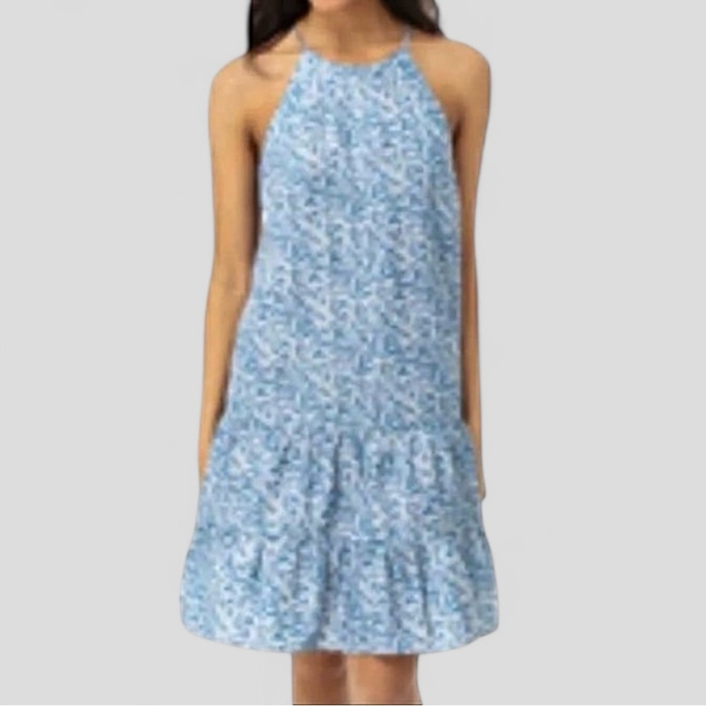 Tuckernuck Cornflower Blue Ditsy Floral Halter Swing Dress Preppy Boho 
XS
